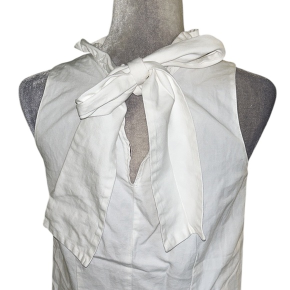 Tyler Boe Claudette White Linen Bow Tie Back Ruffle Sleeveless Top Blouse - XS - Picture 7 of 12